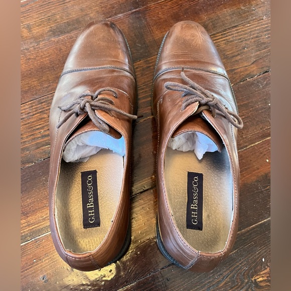 G. H. Bass Brown Leather Cap Toe Oxfords Bass Cleaver II (2091-200) - Picture 5 of 10